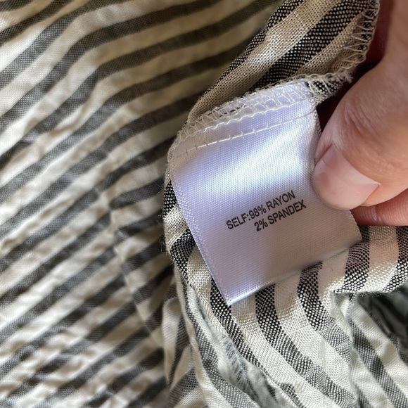 Jane + Delancey Coastal Gray Blue and White Striped Button Down Shirt - Picture 14 of 14